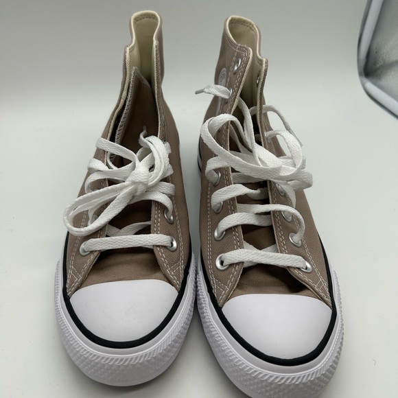 Converse High-Top Sneakers in Tan and White - Picture 2 of 4